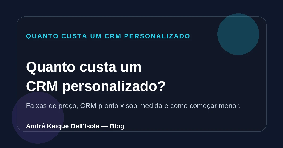 Quanto custa um CRM personalizado: faixas de preço e comparação com CRM pronto
